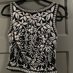 Tadashi Black Beaded Blouse